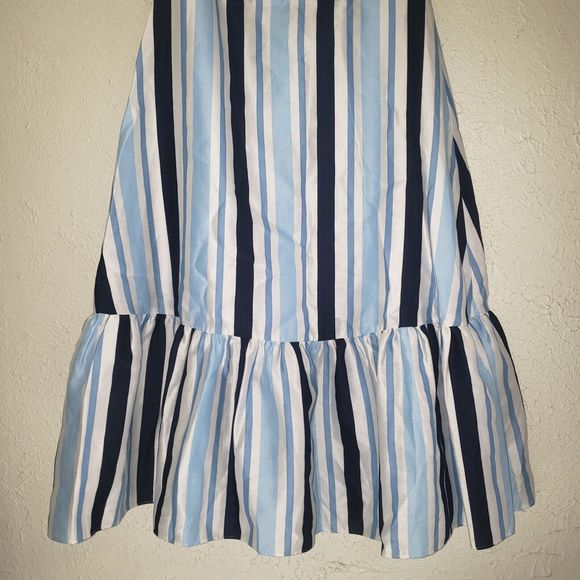NWT Draper James Sz 10 Blue & White Stripe Midi Dress Sleeveless Modern Classic - Picture 6 of 14